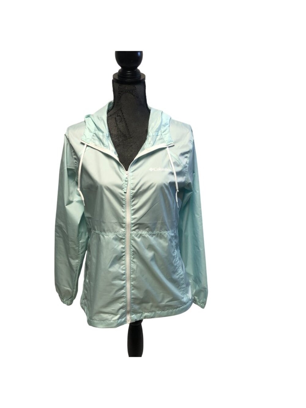 Columbia Windbreaker Jacket Womens Size Medium Mint Green Hooded Lightweight